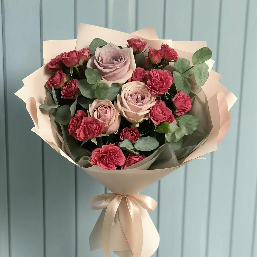 Букет цветов из: Гвоздики и Розы в Кумёны