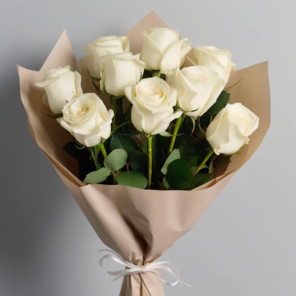 Букет 9 Белых роз Эдлесс Лав в Кумёны