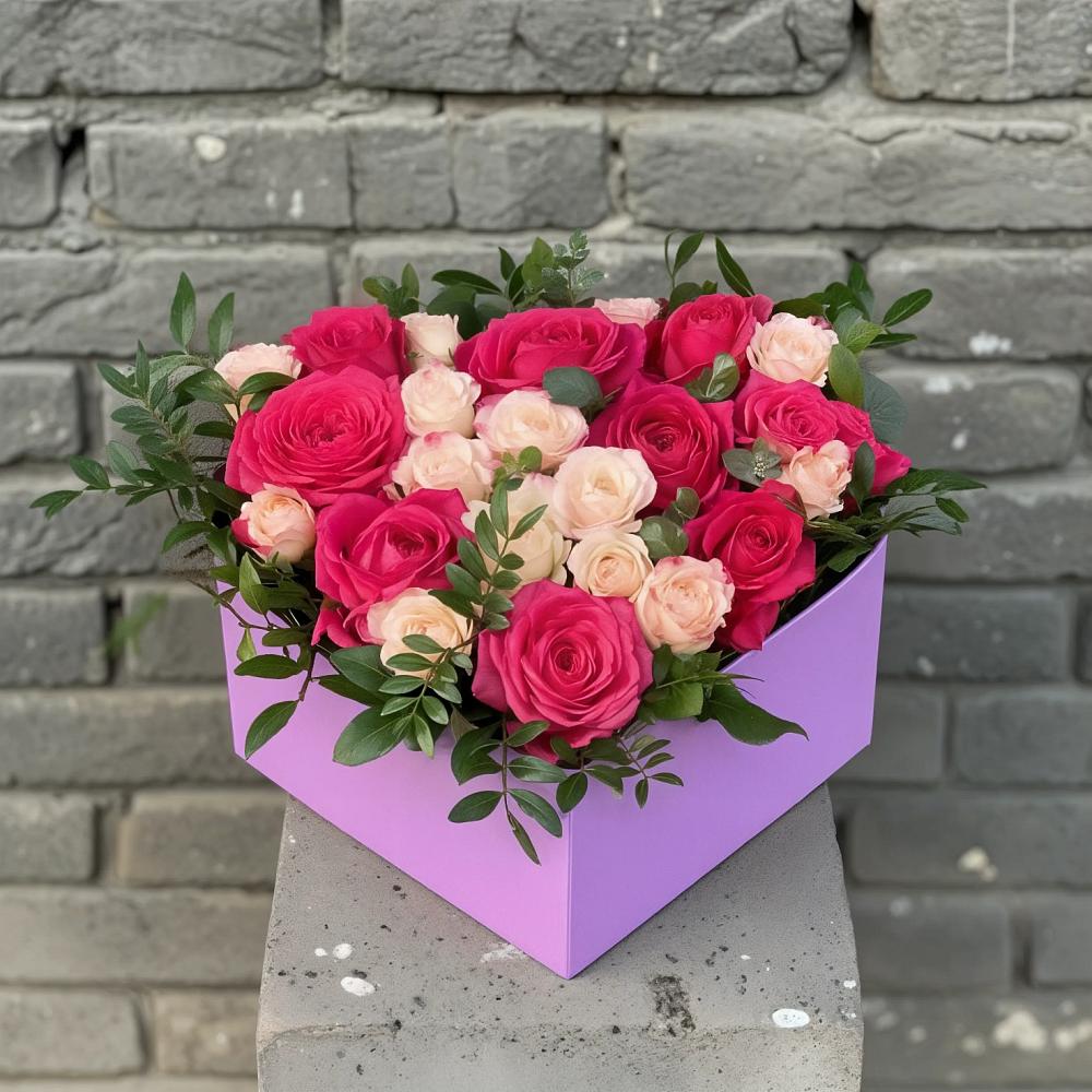 Цветочная композиция из Розы в коробке в Кумёны