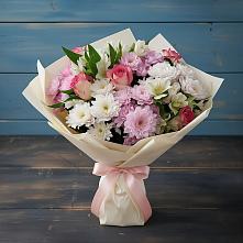 Букет цветов из:  Хризантемы, Альстромерии и Розы в Кумёны