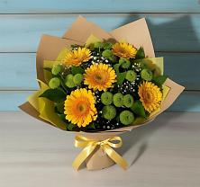 Букет цветов из:  Герберы и Хризантемы в Кумёны