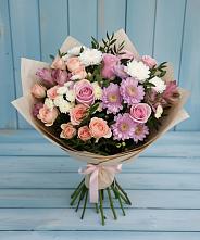 Букет цветов из:  Хризантемы, Розы и Альстромерии в Кумёны