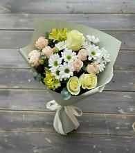 Букет цветов из:  Альстромерии, Розы и Хризантемы в Кумёны