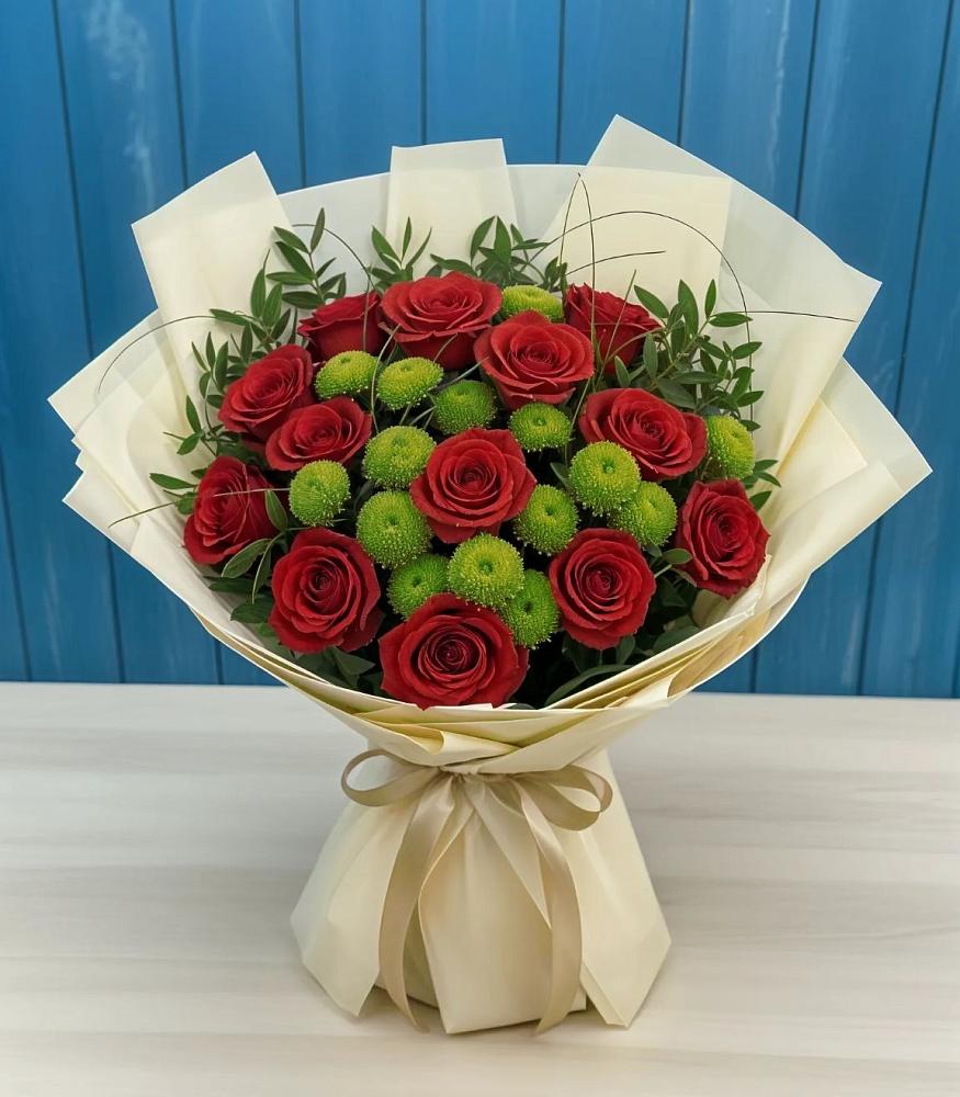 Букет цветов из: Розы и Хризантемы в Кумёны