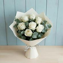 Букет Белые розы в Эвкалипте #REPLACE_PRED# Кумёны